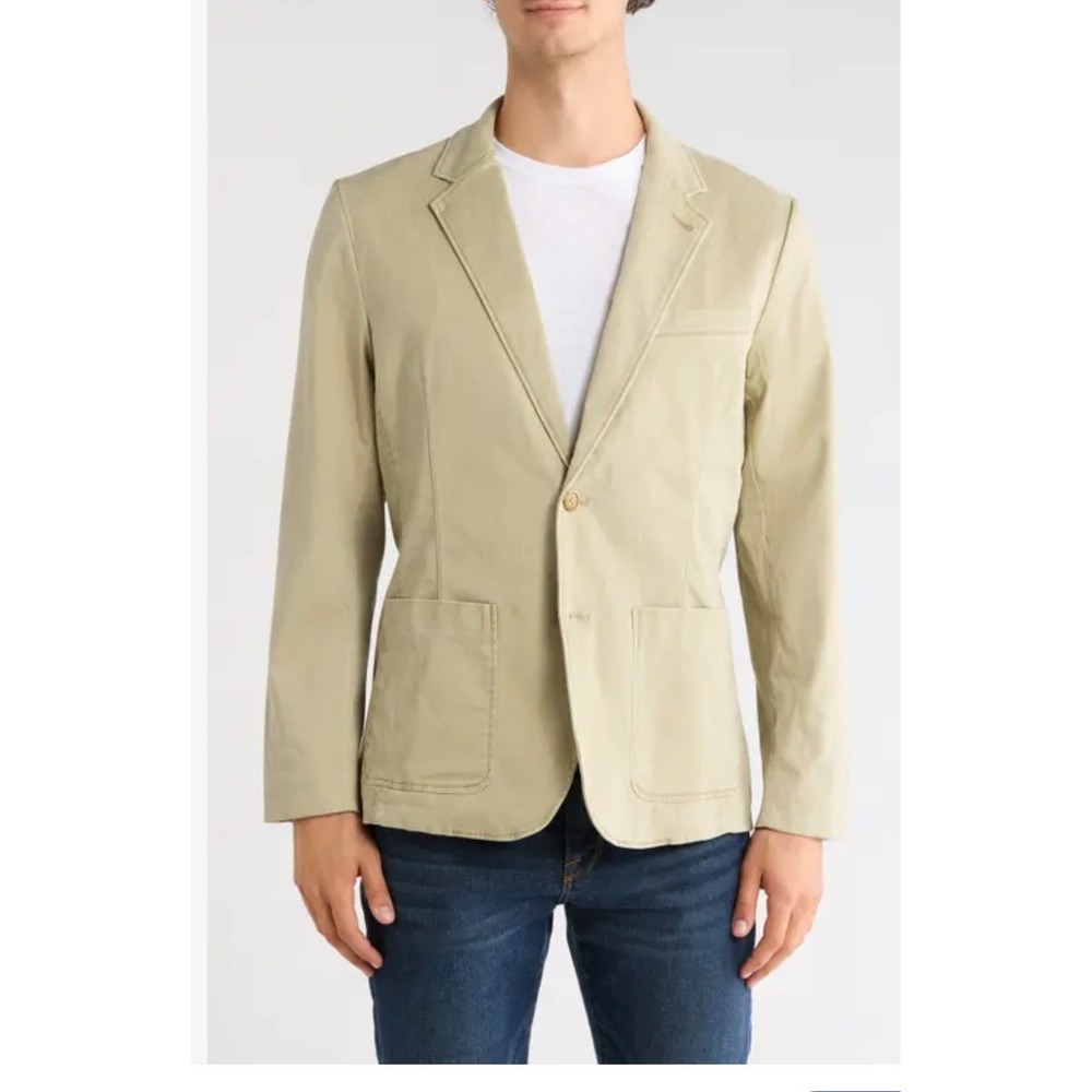 J.Crew Ludlow Unstructured Blazer Mens 40 Olive Green Khaki Cotton Sport Coat